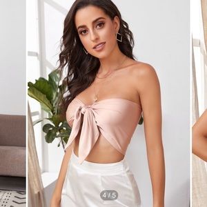 Front tie satin tube top